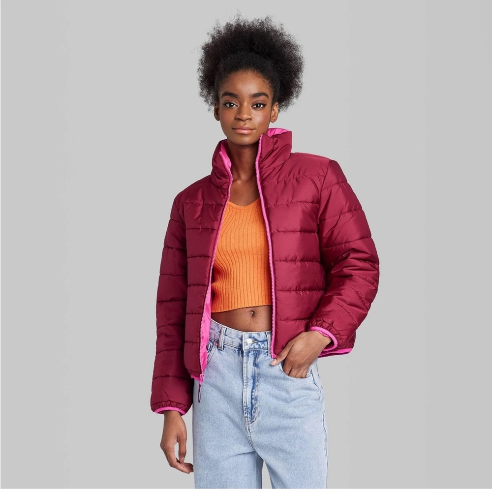 Women Puffer Jacket-Wild Fable Berry